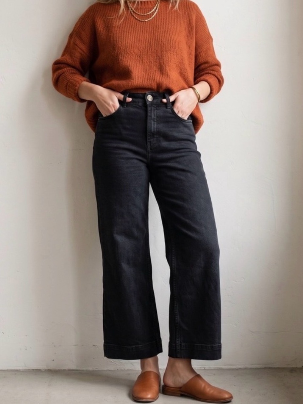 Pilcro Women's The Skipper High-Rise Crop Wide-Leg Jeans In Black Size 32